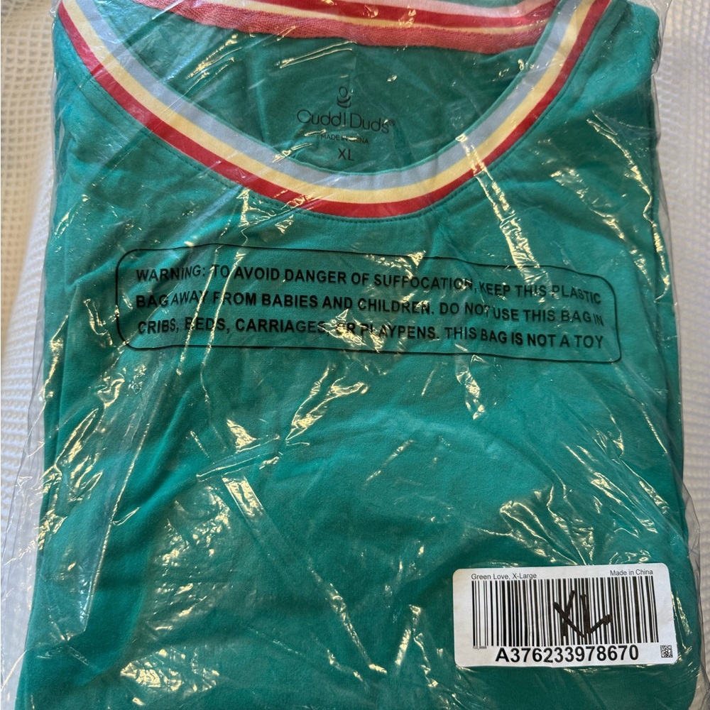 Cuddl Duds Teal Shirt with Colorful Trim